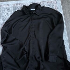 Zara Black Women's Oversized Button-Down Shirt